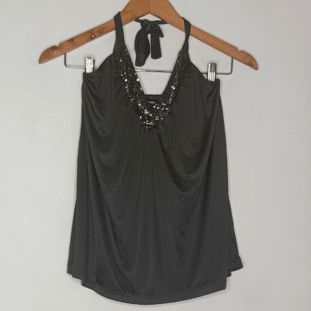 Express Halter Top Gray Stretch Size XS